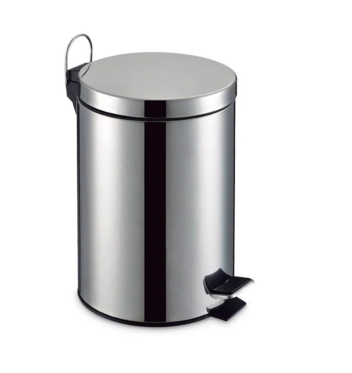 LIXEIRA ACO INOX REDONDO C/ TAMPA PEDAL E BALDE 12L